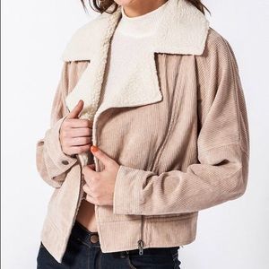 FAVLUX Corduroy Sherpa Moto Jacket Zip Up